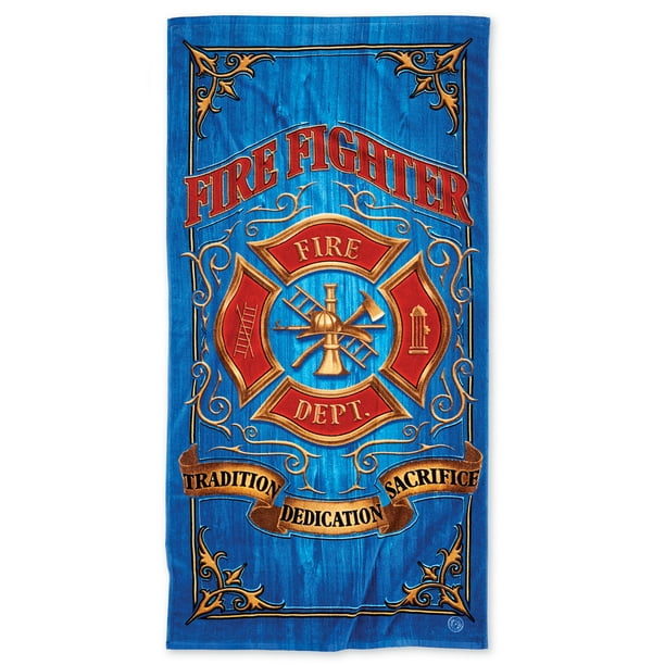 New Fire Dept Firefighter Beach Bath Pool Gift Towel Fireman Emblem Shield Brave